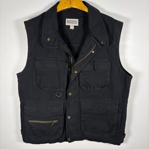 Dakota Black Canvas Utility Vest Mens Size L G Multiple Pockets Workwear
